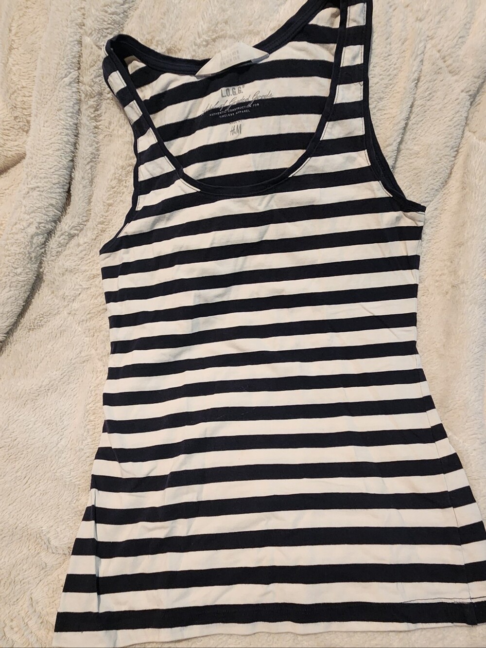 LOGG by H& M  Navy and White Striped  Organic Cotton  Tank Size M